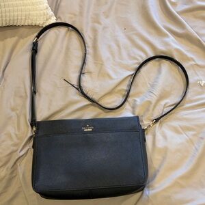 kate spade Black Leather Crossbody with Gold Hardware